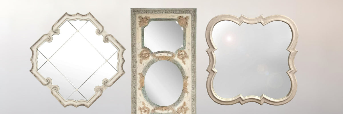 Elegant French country mirrors with ornate frames in shabby chic and farmhouse styles