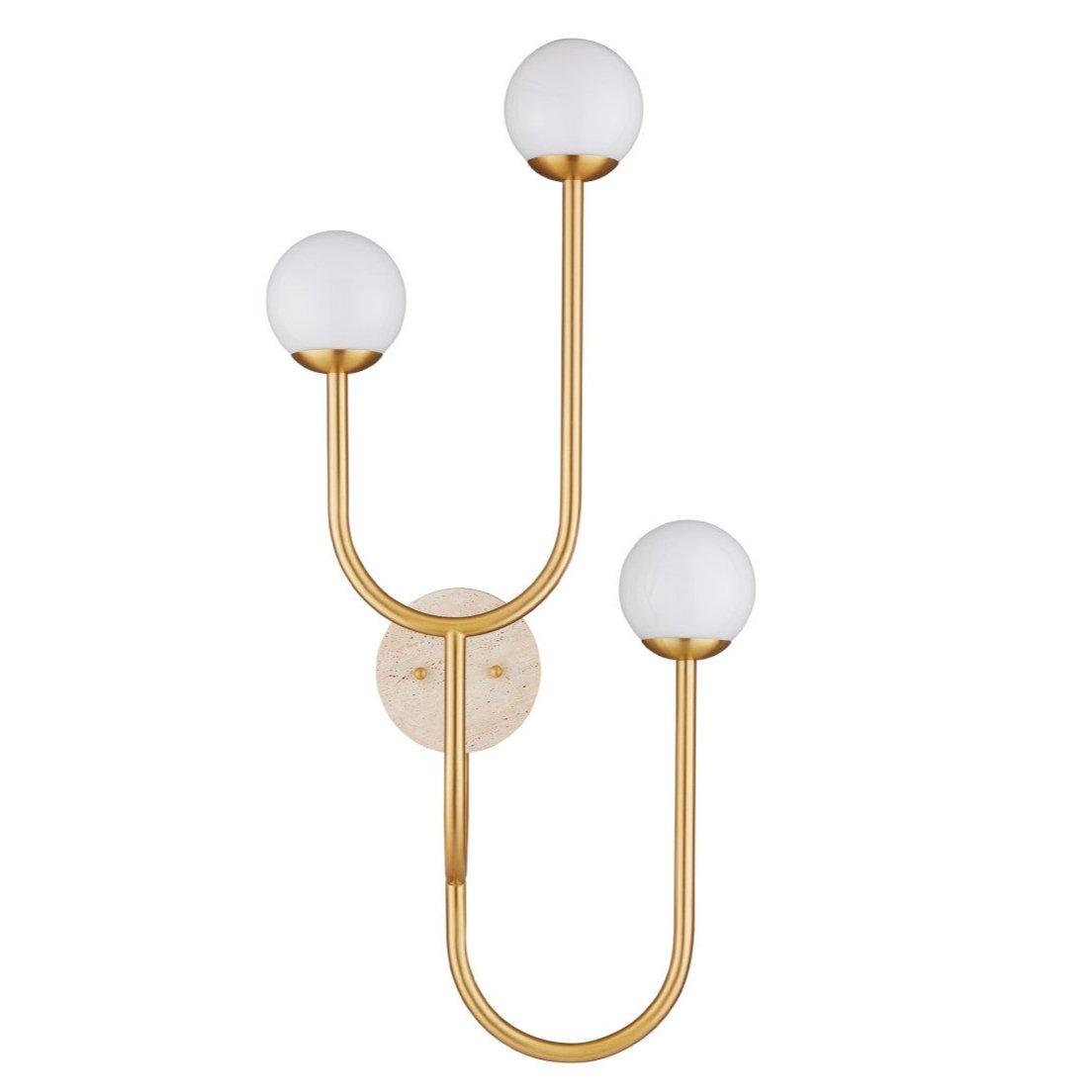 Triple Frosted Glass Shades Brass Wall Sconce