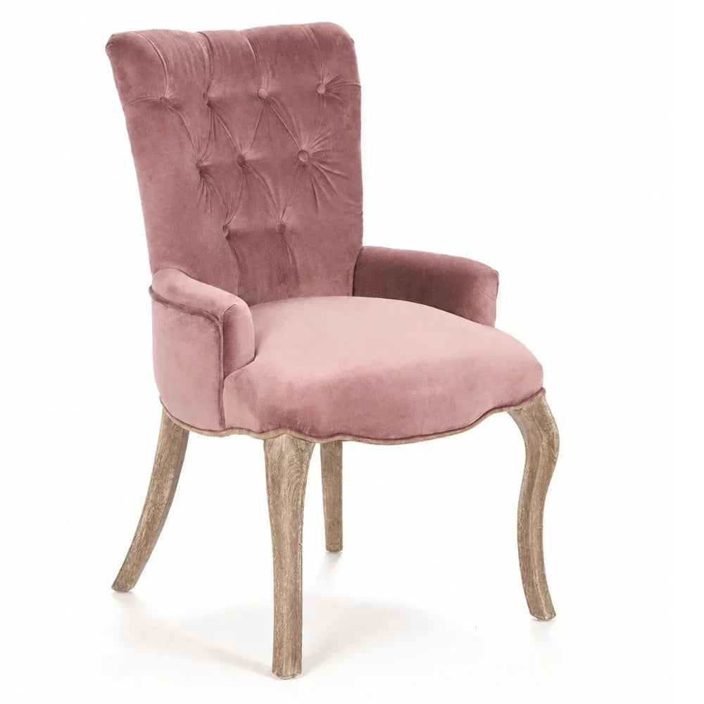 Rose Tufted French Cabriole Dining Chair