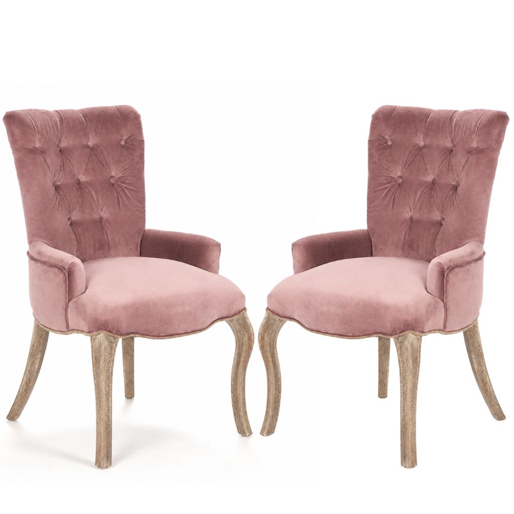 Rose Tufted French Cabriole Dining Chair