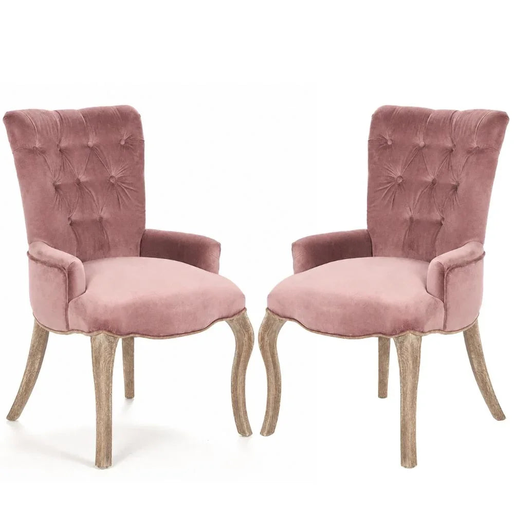 Rose Tufted French Cabriole Dining Chair