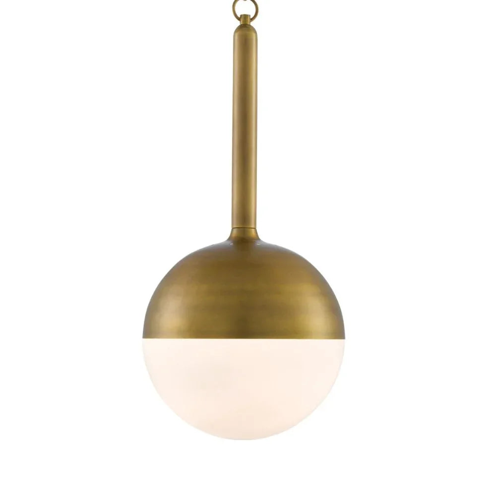 Brass and frosted glass pendant light for farmhouse or coastal style interiors