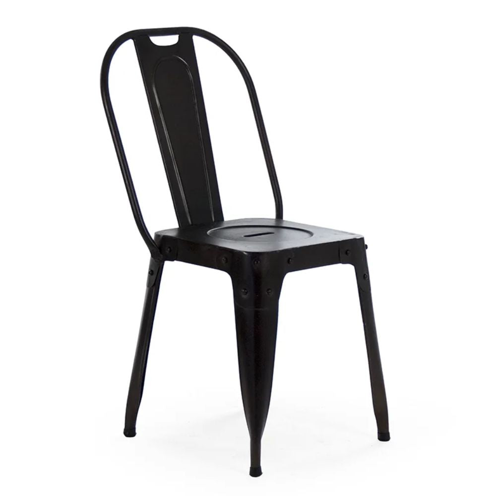 Retro Black Metal Cafe Chairs - Pair