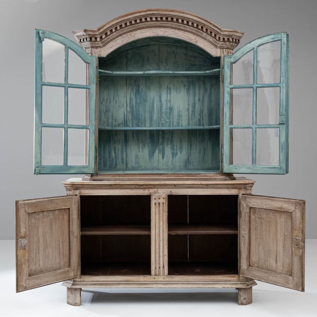 Arched French Vitrine Cabinet, Circa 1850