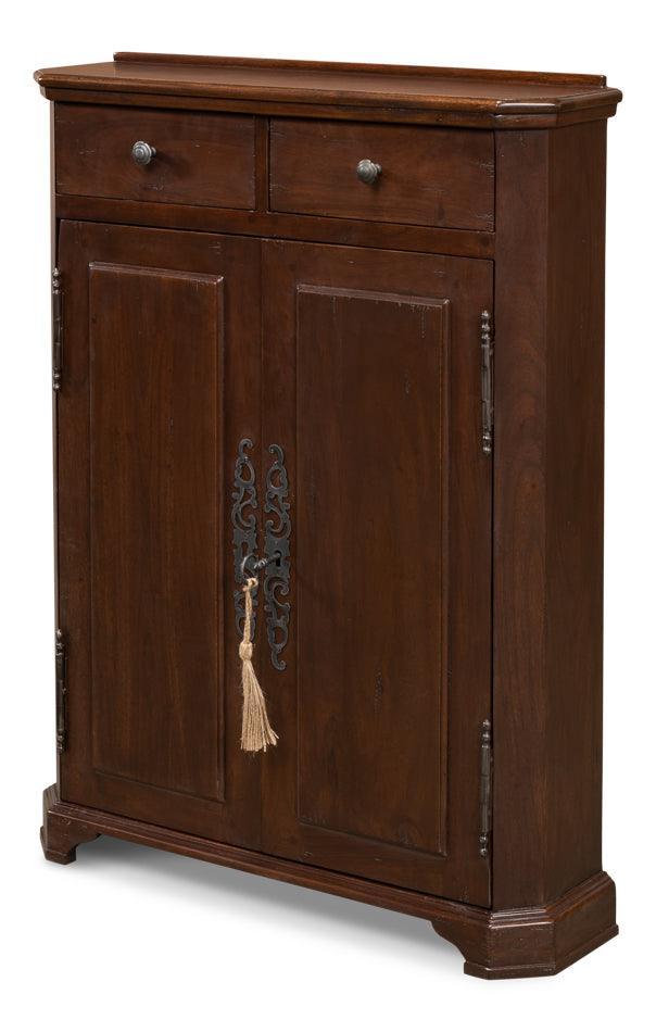 Warm Walnut French Country Hall Cabinet