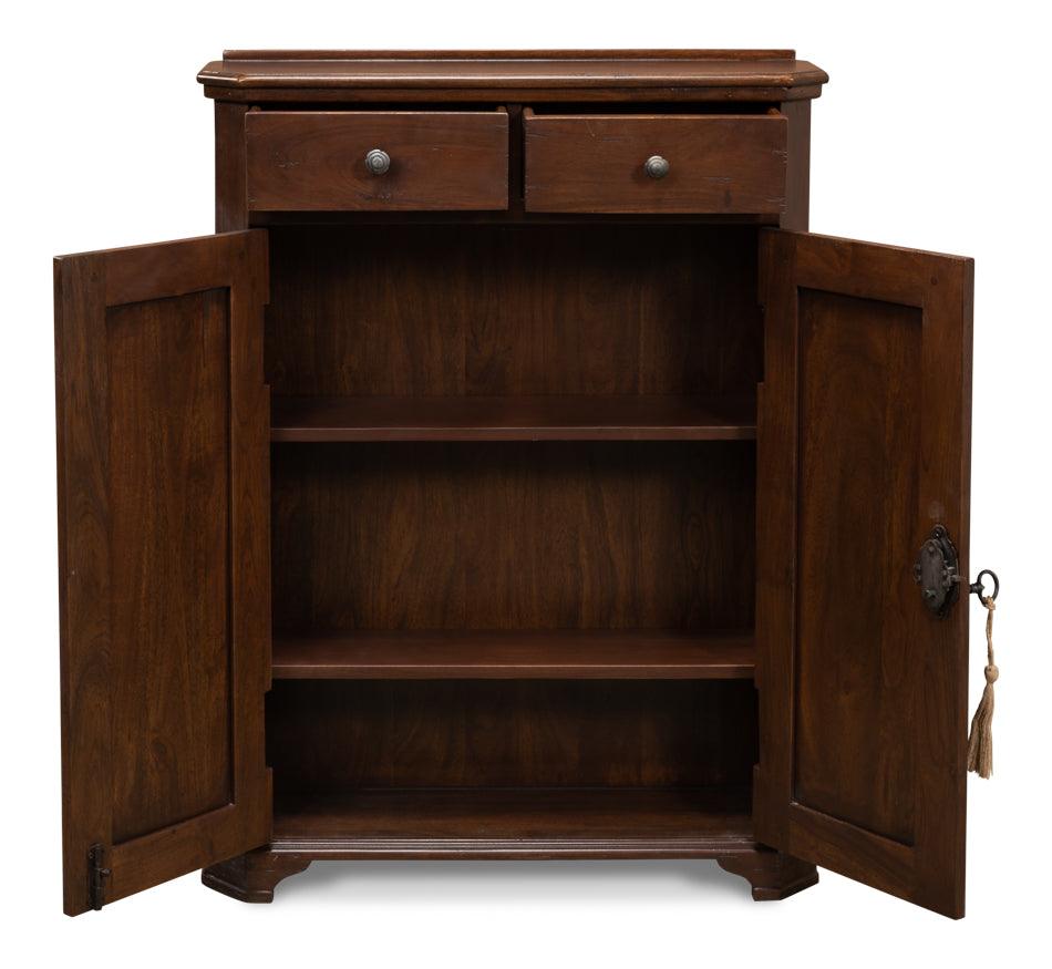 Warm Walnut French Country Hall Cabinet