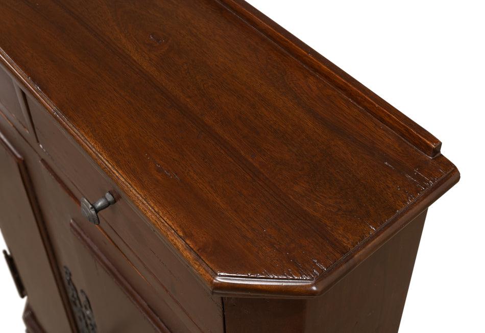 Warm Walnut French Country Hall Cabinet