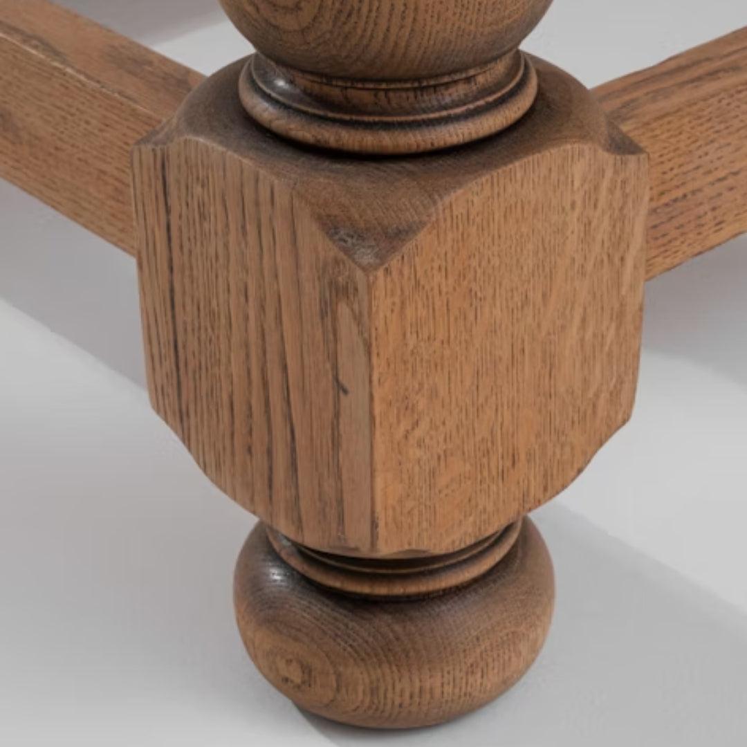 Vintage Robust Belgian Oak Dining Table, Circa 1940