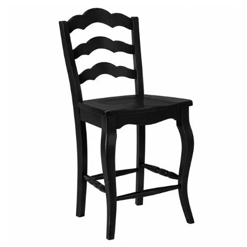 Black ladderback bar stool with curved legs, French country style furniture