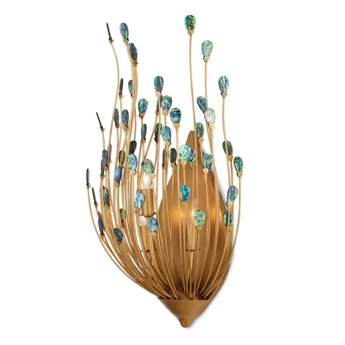 Iridescent Aqua Gold Teardrop Sconce