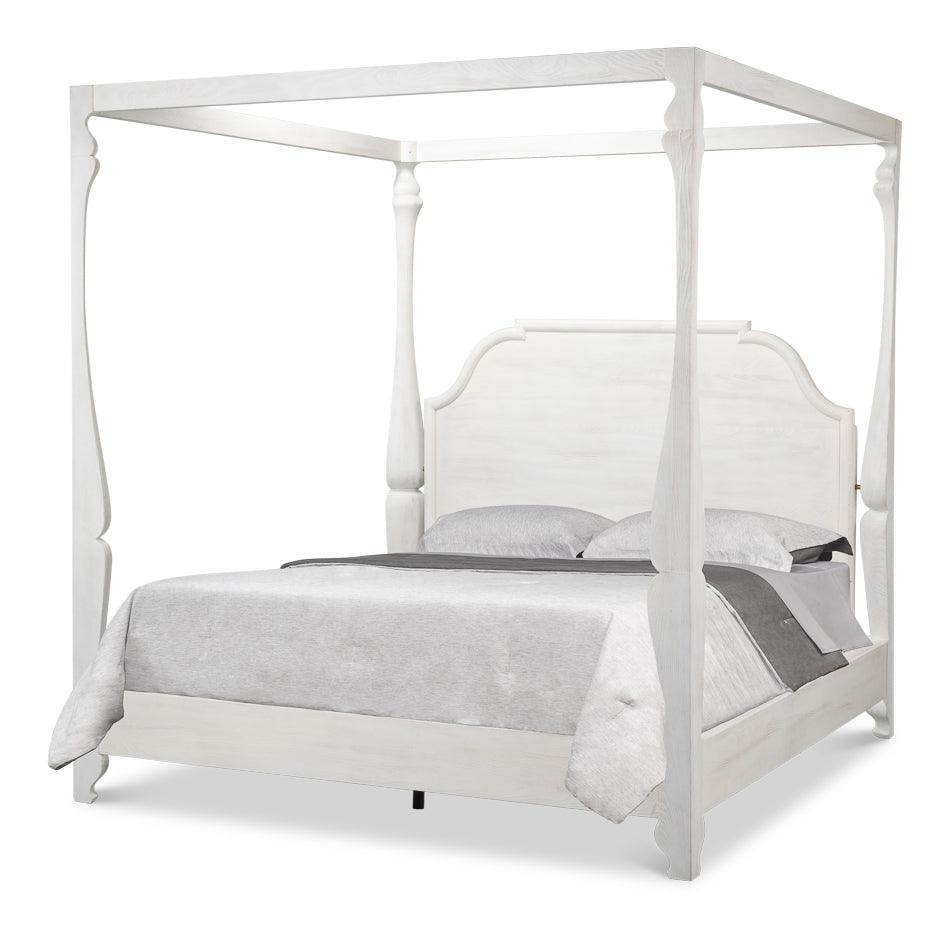 White Wash Farmhouse Canopy Bed