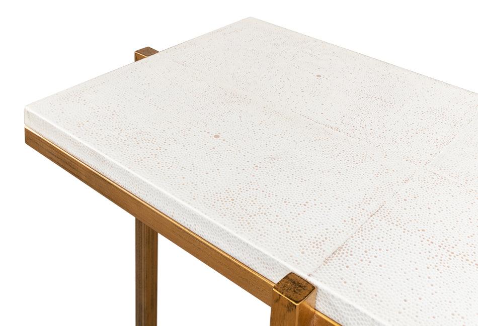 Luxe White Shagreen Console Table