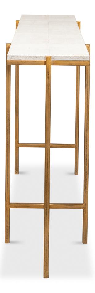 Luxe White Shagreen Console Table