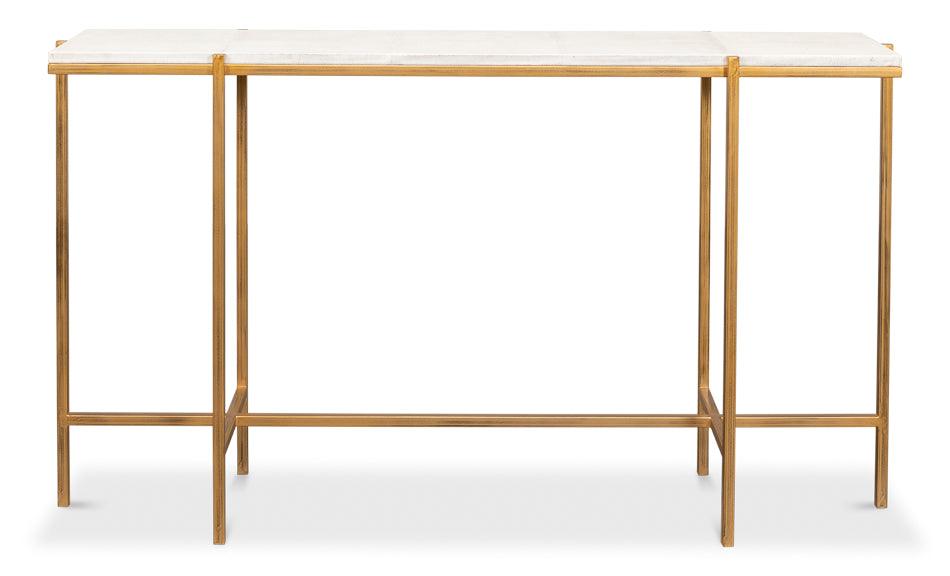 Luxe White Shagreen Console Table