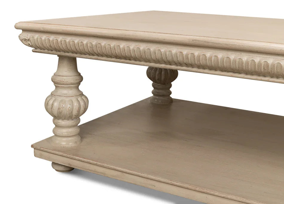 Taupe Carved Coffee Table