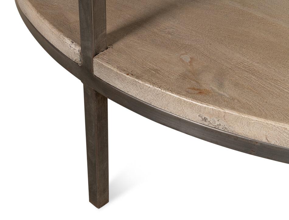 Double Shelf Beige Round Coffee Table