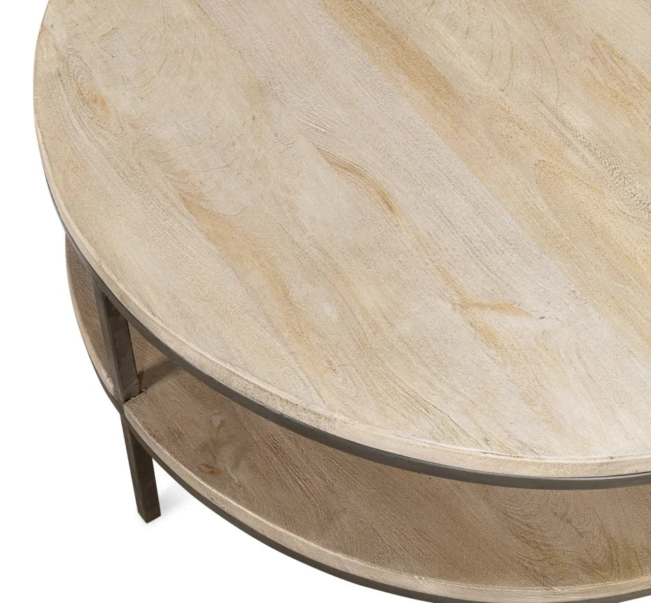 Double Shelf Beige Round Coffee Table