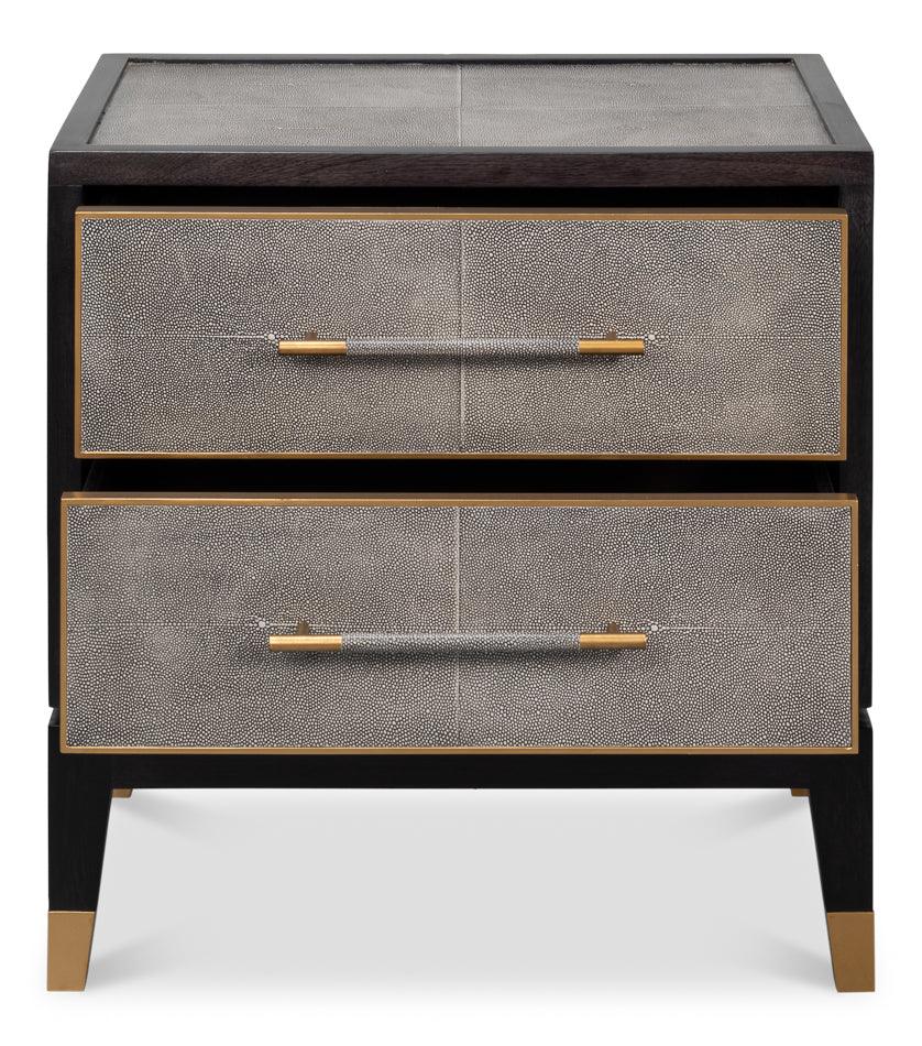 Antique Grey Leather Clad Nightstand