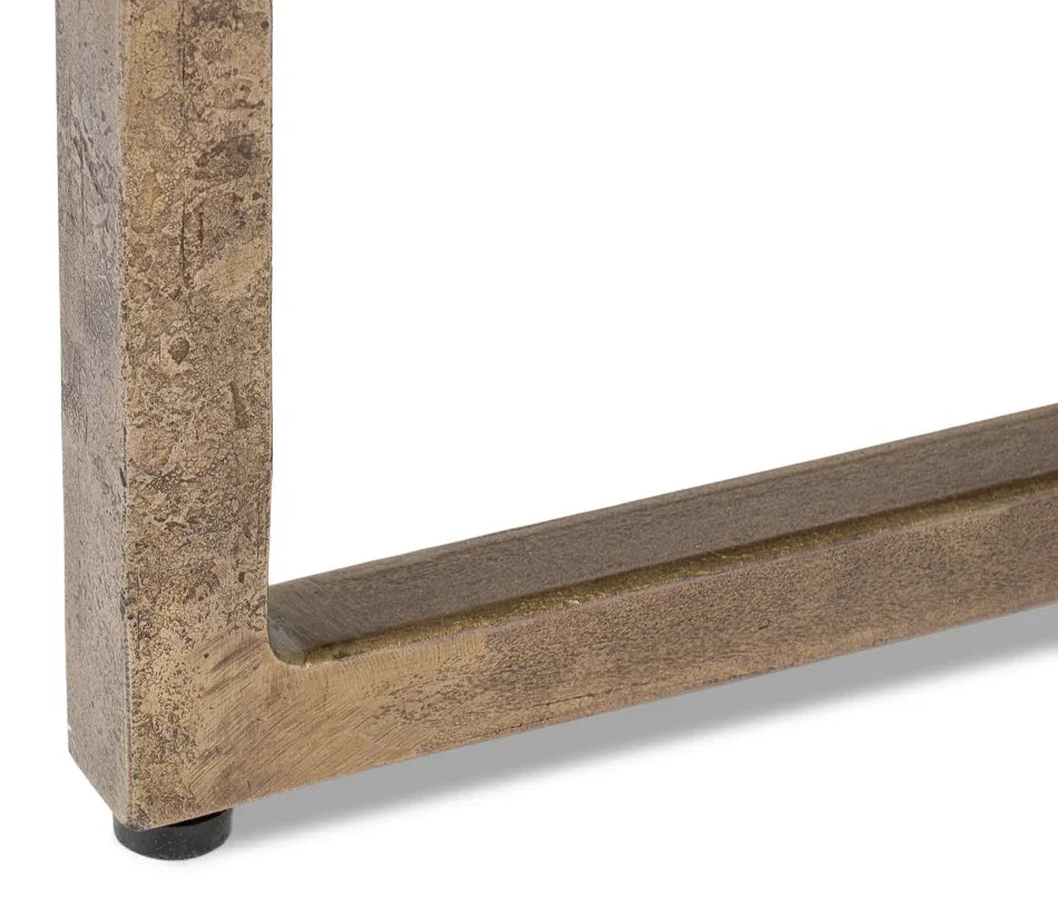 Casted Glass Bronzed Iron Coffee Table