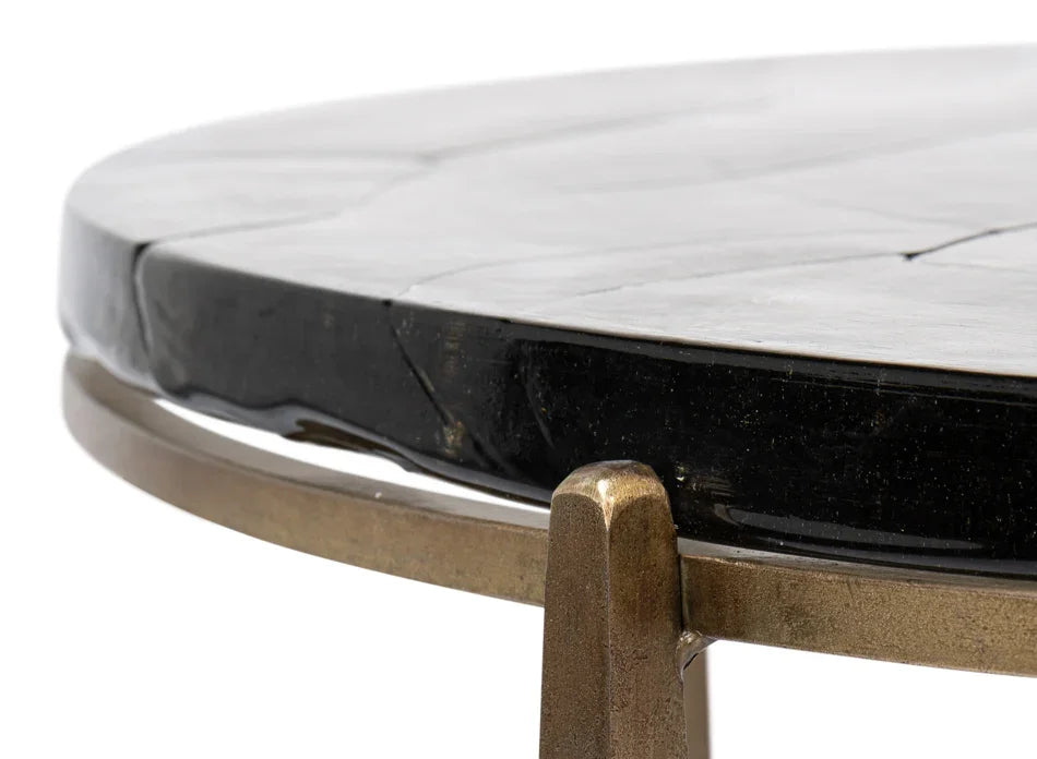 Casted Glass Bronzed Iron Coffee Table