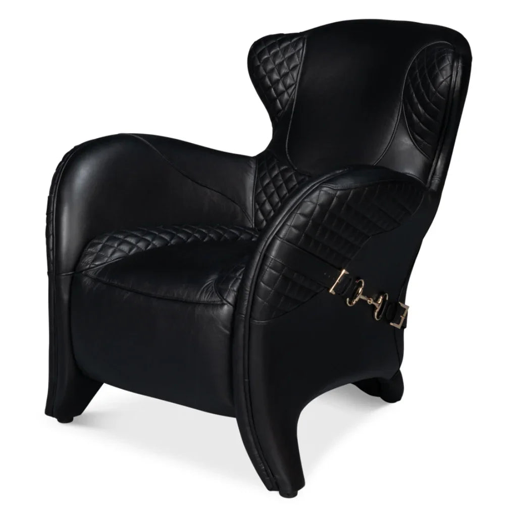 Luxe Black Leather Accent Chair