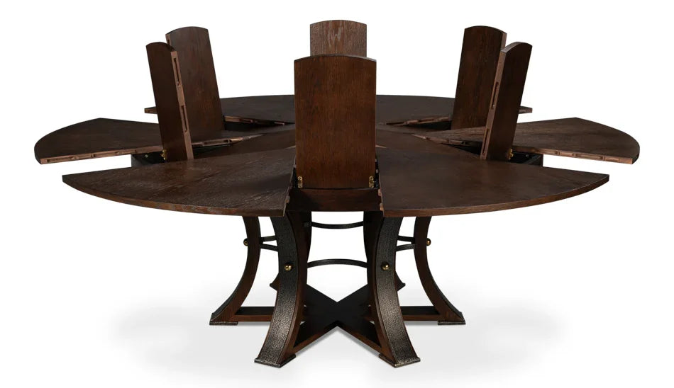 Burnt Brown Tower Jupe Dining Table, Expands 66-85.5"