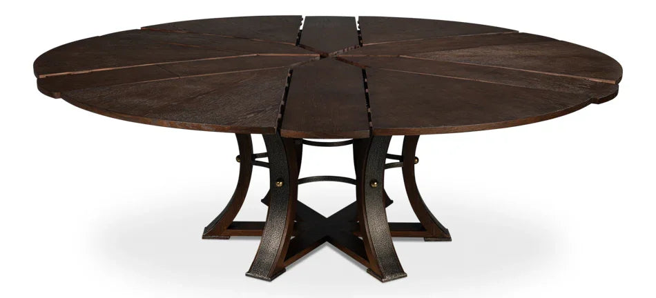 Burnt Brown Tower Jupe Dining Table, Expands 66-85.5"