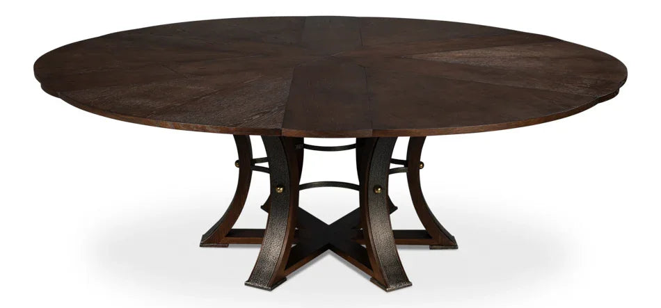 Burnt Brown Tower Jupe Dining Table, Expands 66-85.5"
