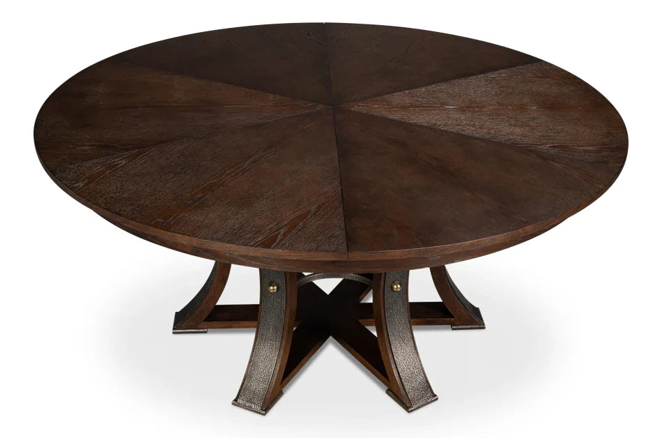 Burnt Brown Tower Jupe Dining Table, Expands 66-85.5"