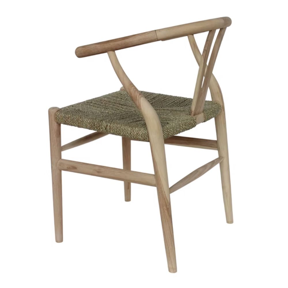 Aged Brown Wishbone Rush Seat Counter Stool