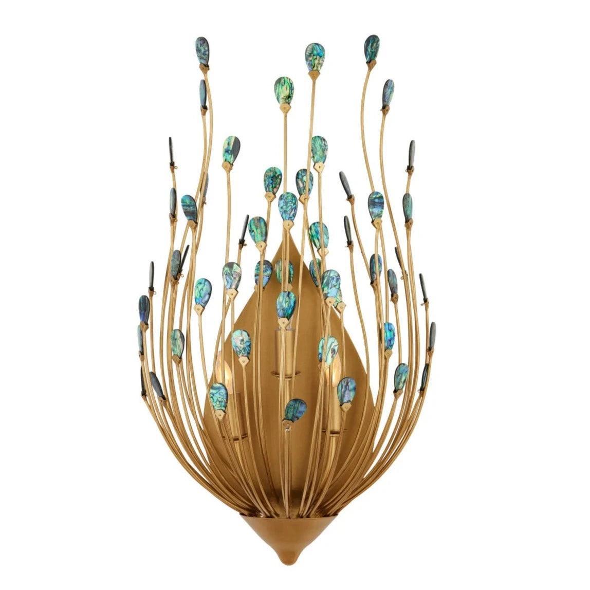 Iridescent Aqua Gold Teardrop Sconce