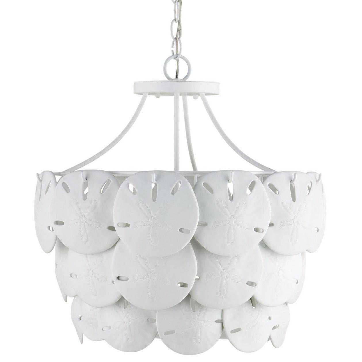 White Sand Dollar Tiered Chandelier
