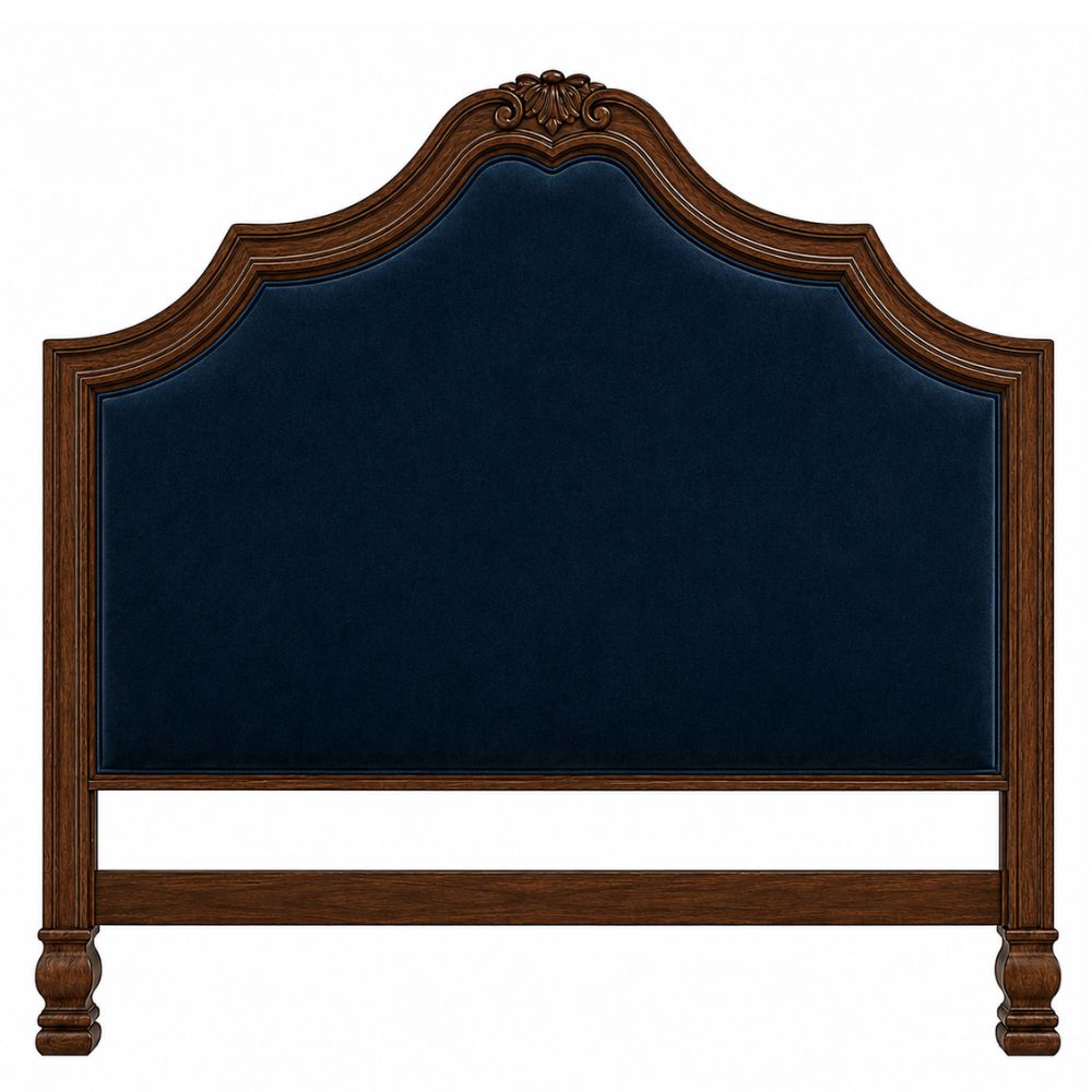 French Country Blue Velvet Bed