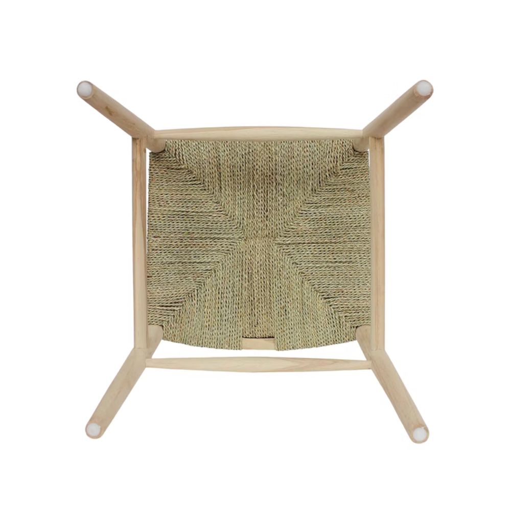 Aged Brown Wishbone Rush Seat Counter Stool
