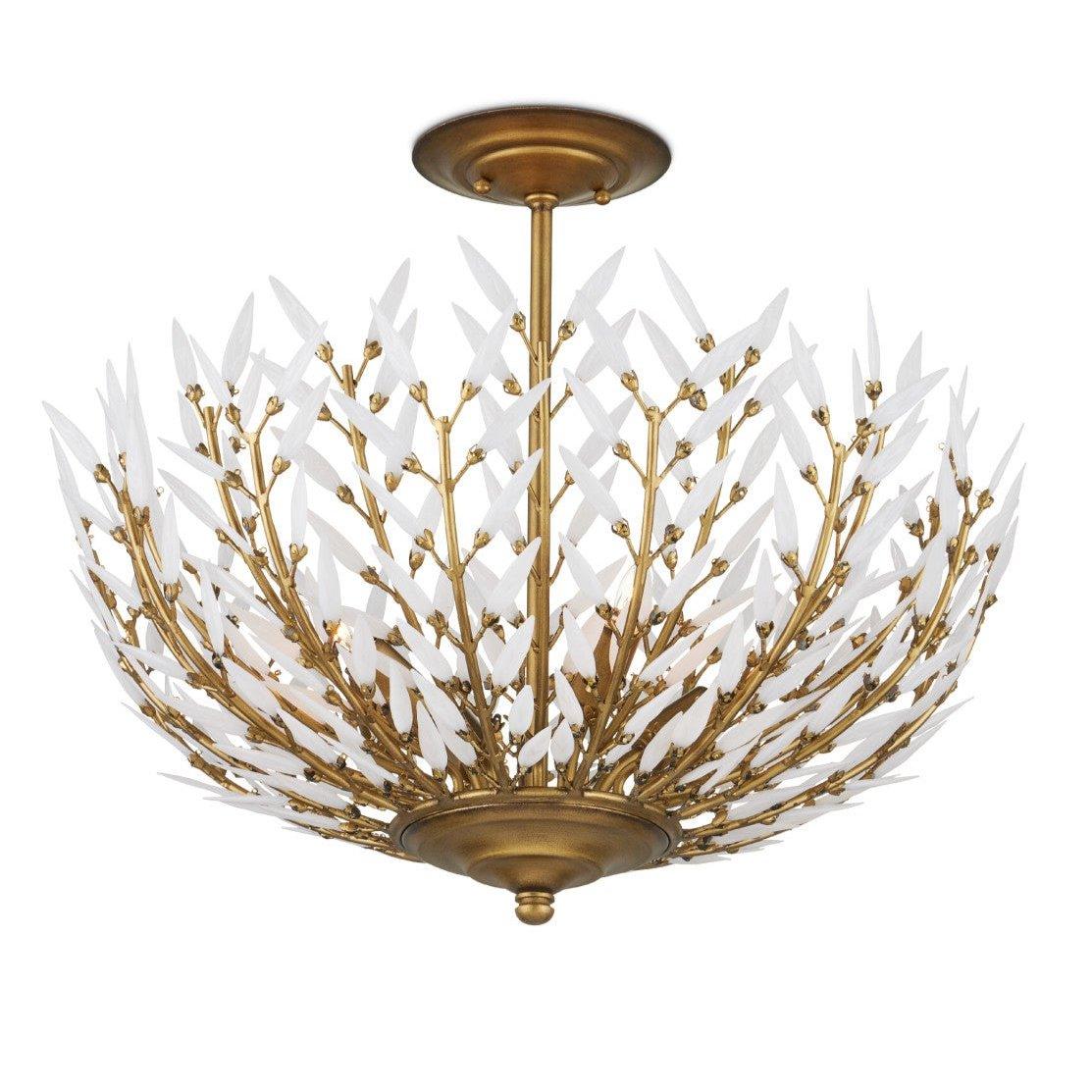 Stems Brass White Chandelier