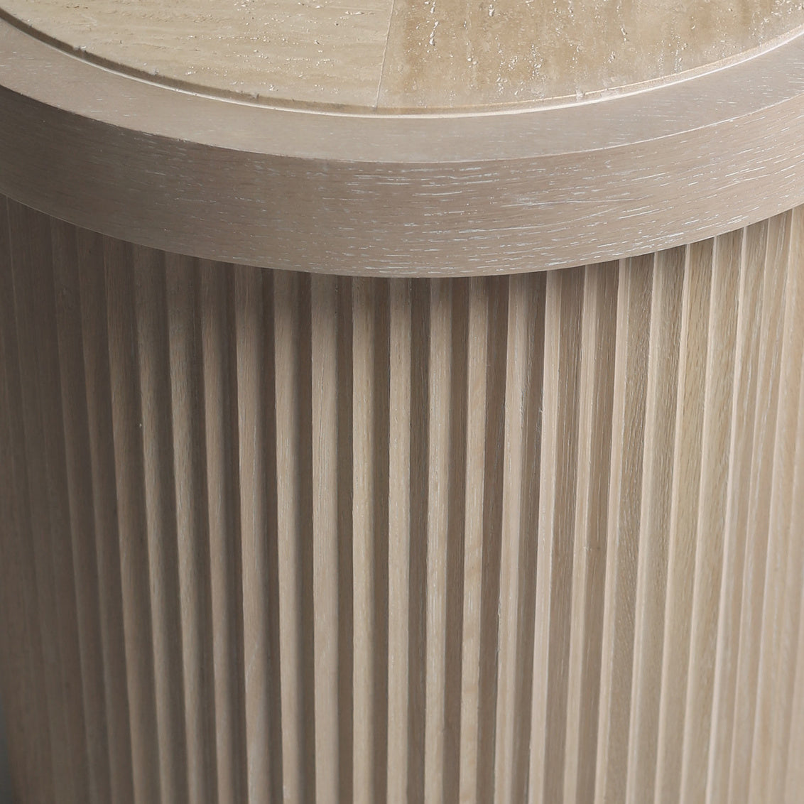 Ribbed Travertine Top Side Table