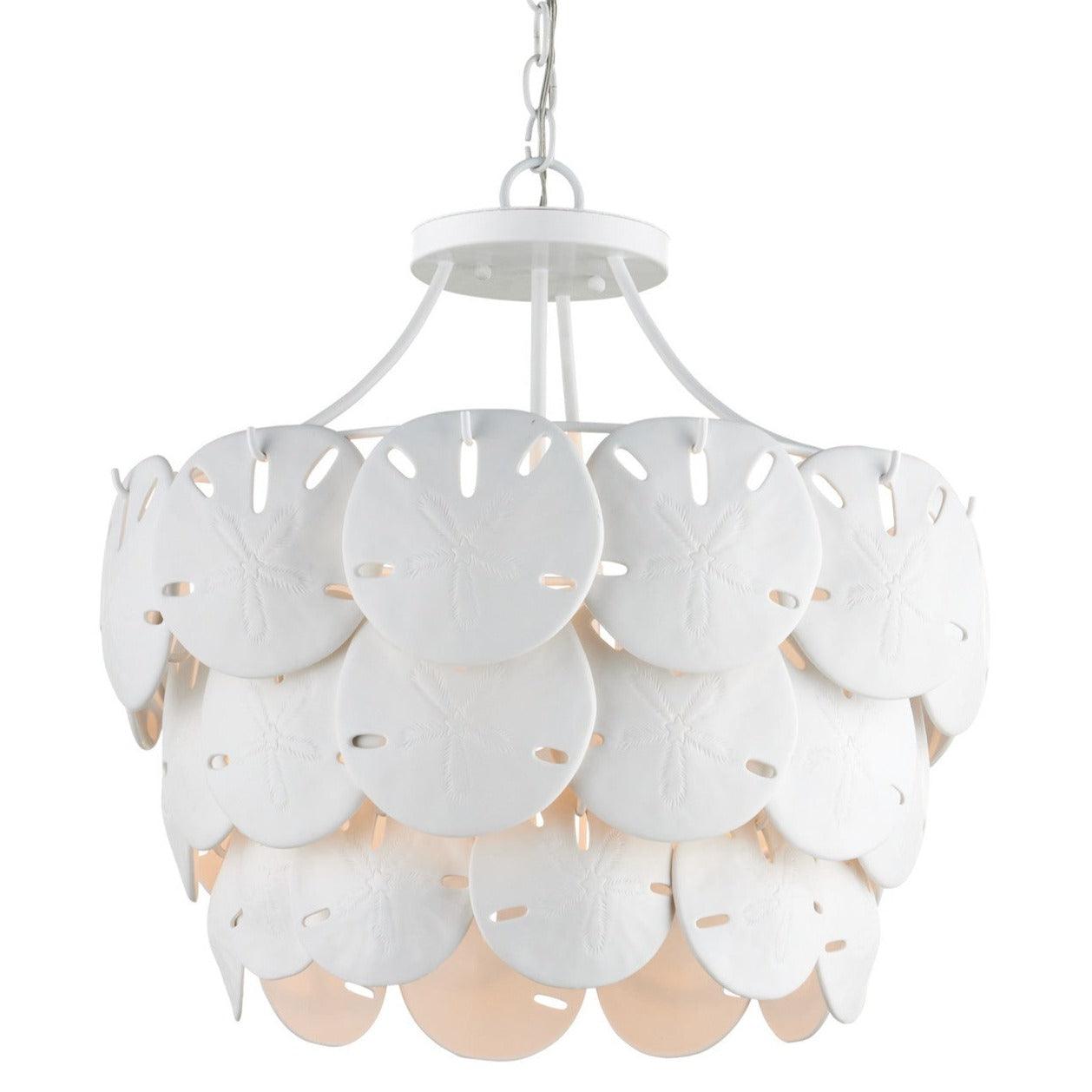White Sand Dollar Tiered Chandelier