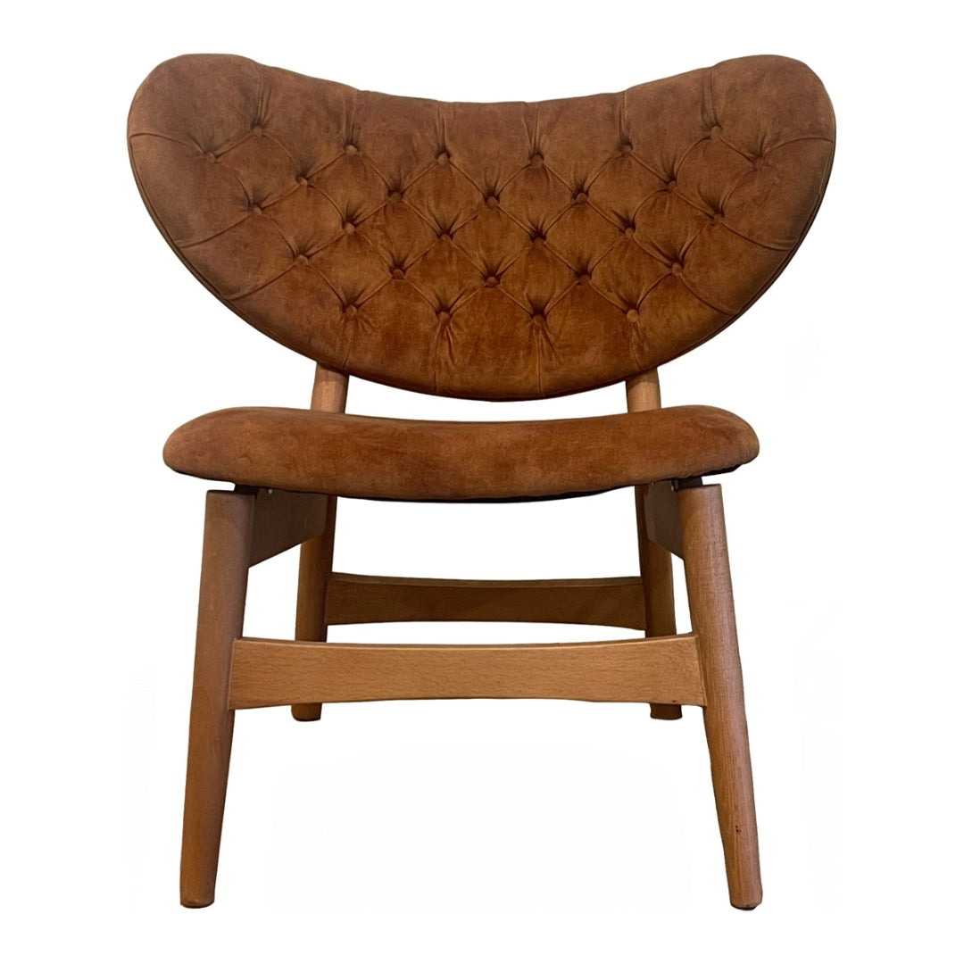 Cognac Tufted Mid-Century Accent Chair