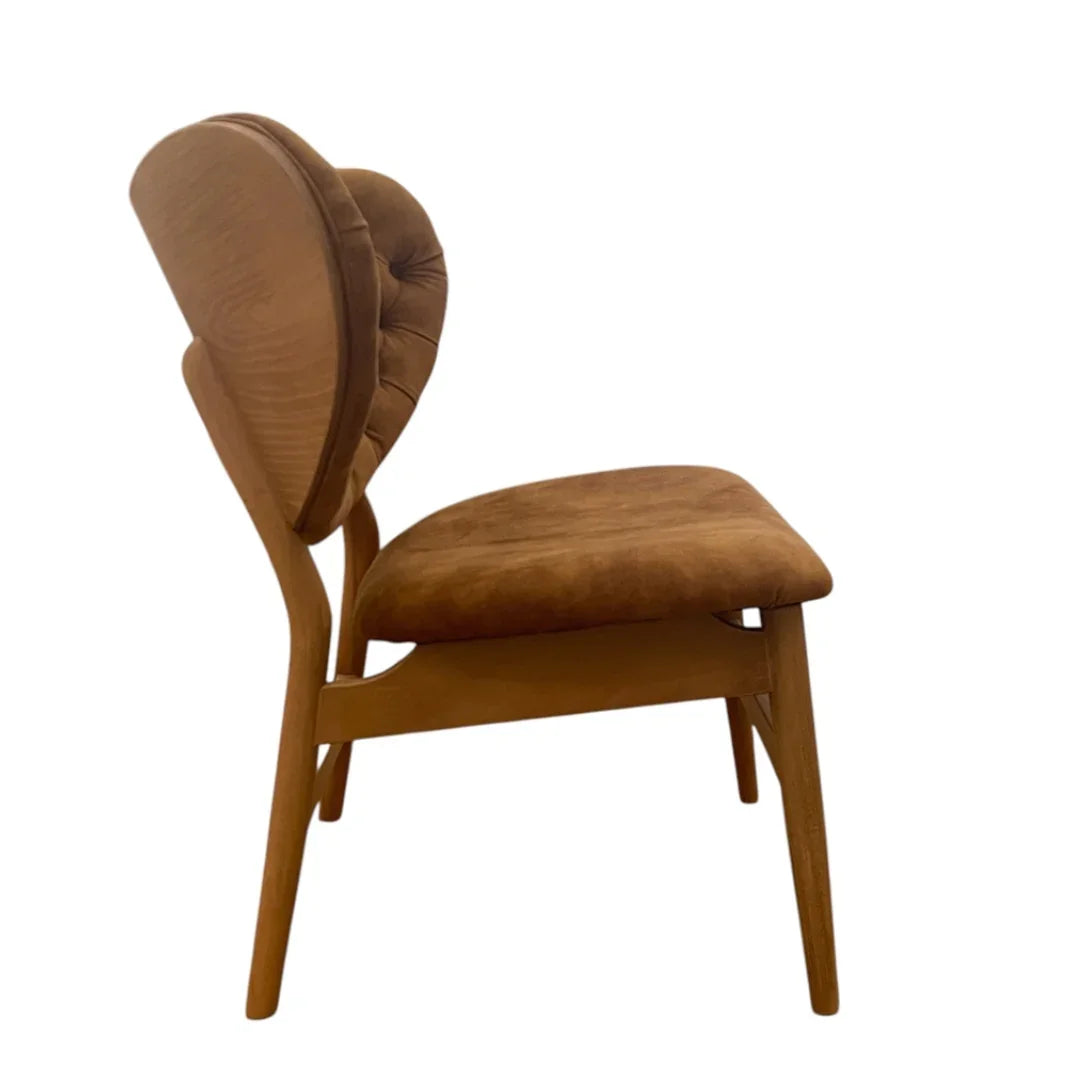 Cognac Tufted Mid-Century Accent Chair