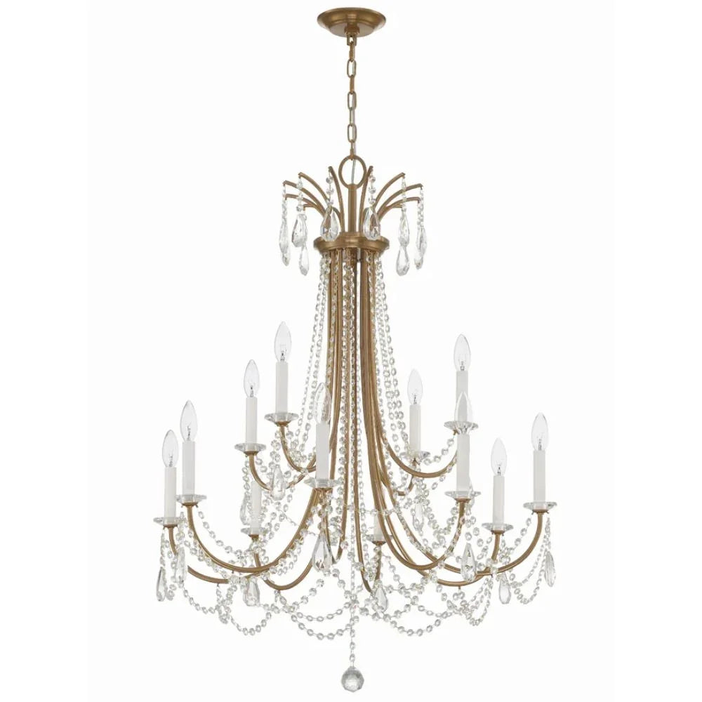 Aged Brass Teardrops Chandelier