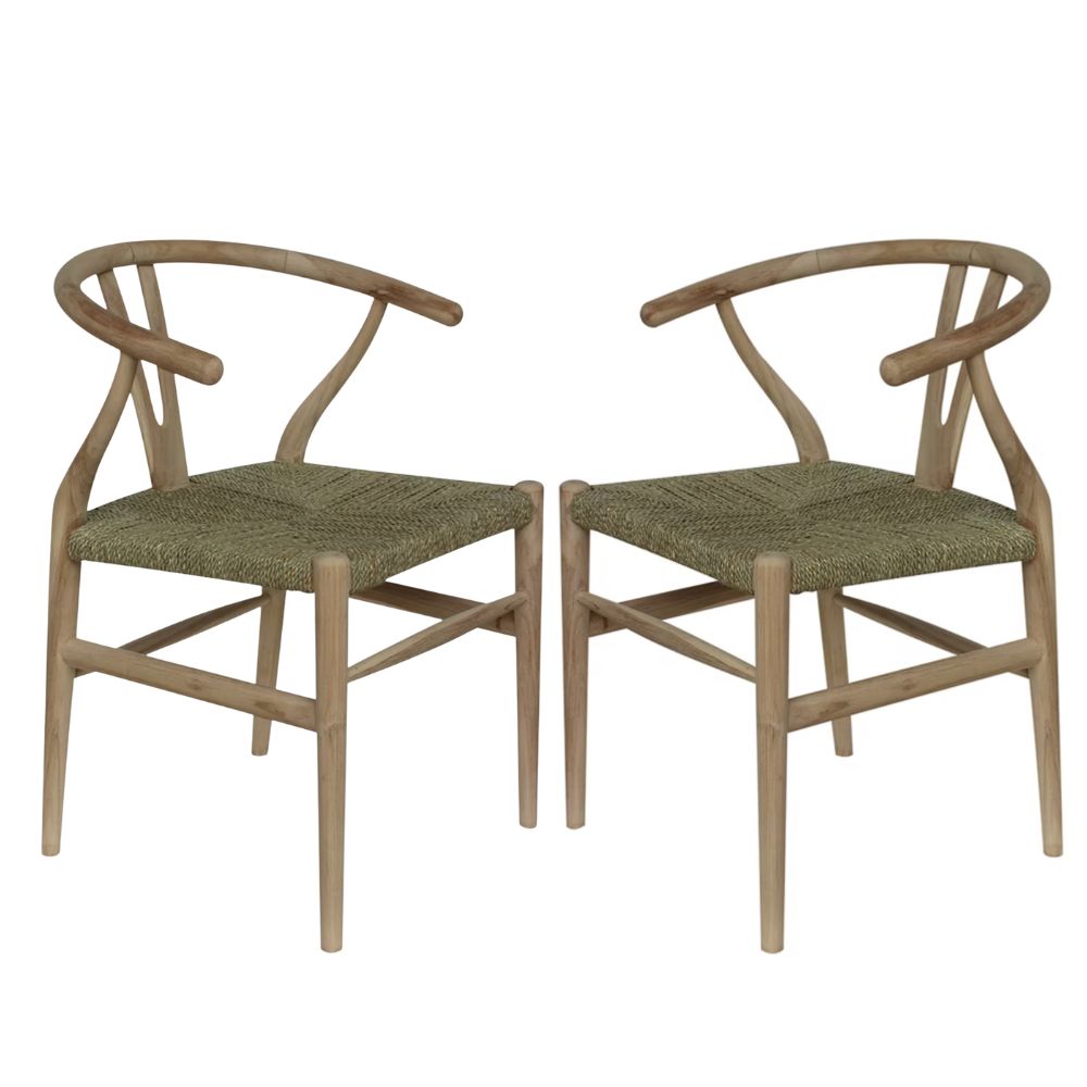 Aged Brown Wishbone Rush Seat Counter Stool