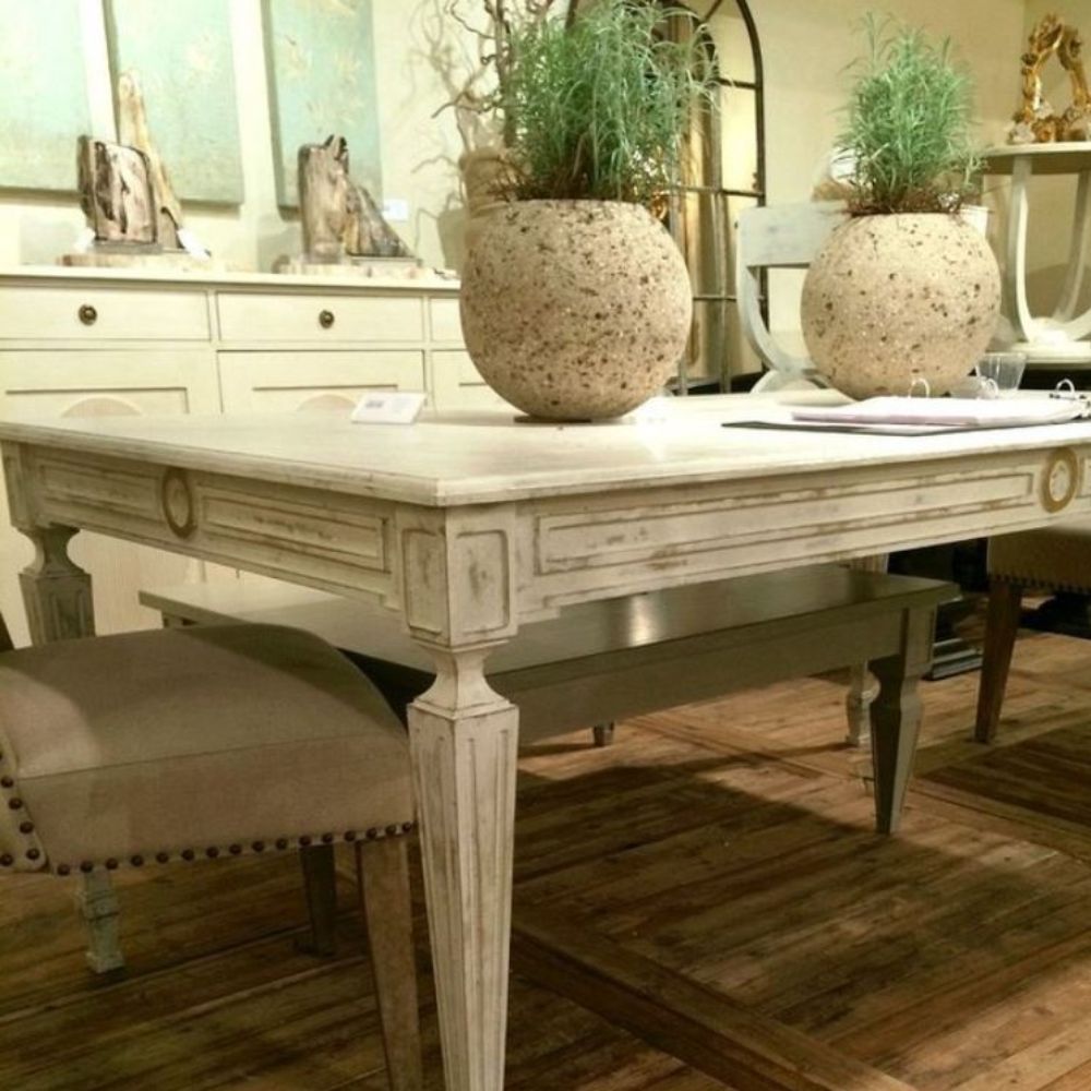Augustin White Distressed Dining Table