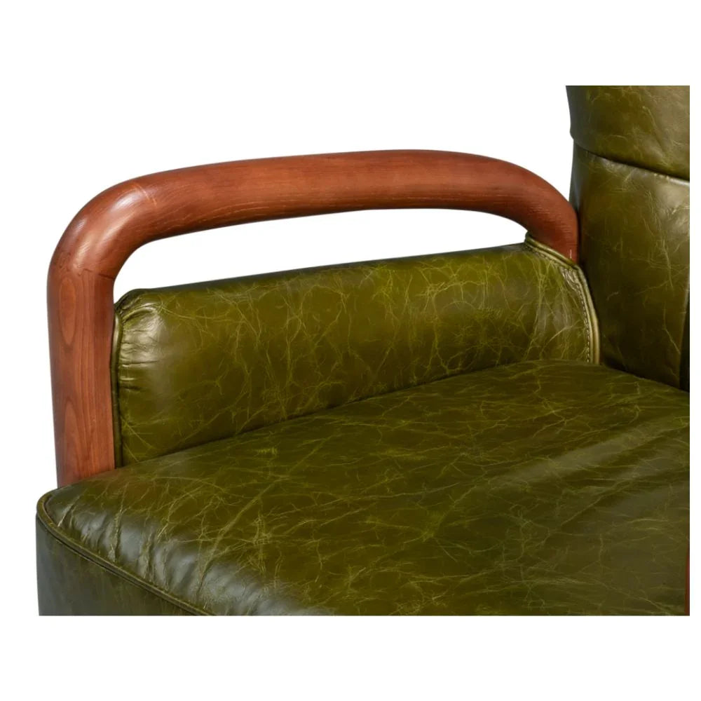 Alistair Mid-Century Green Tufted Arm Chair