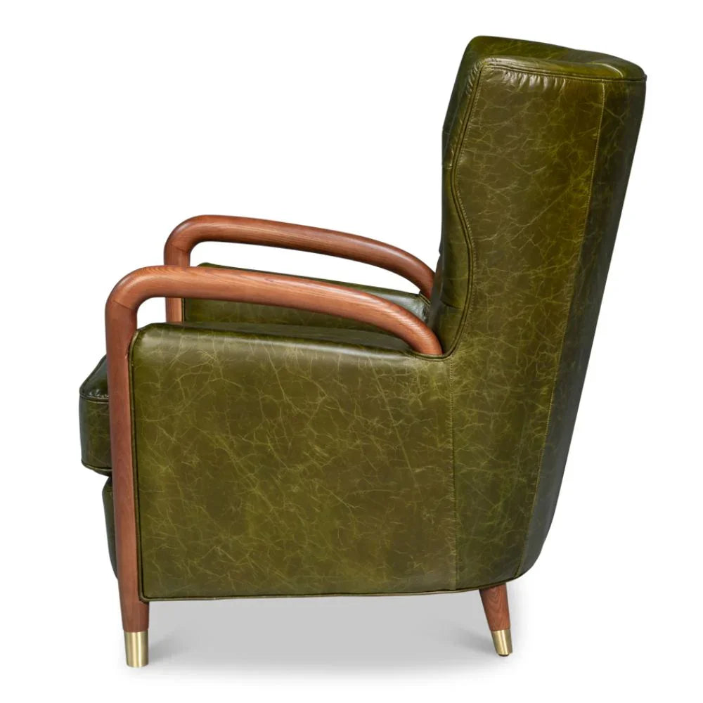 Alistair Mid-Century Green Tufted Arm Chair