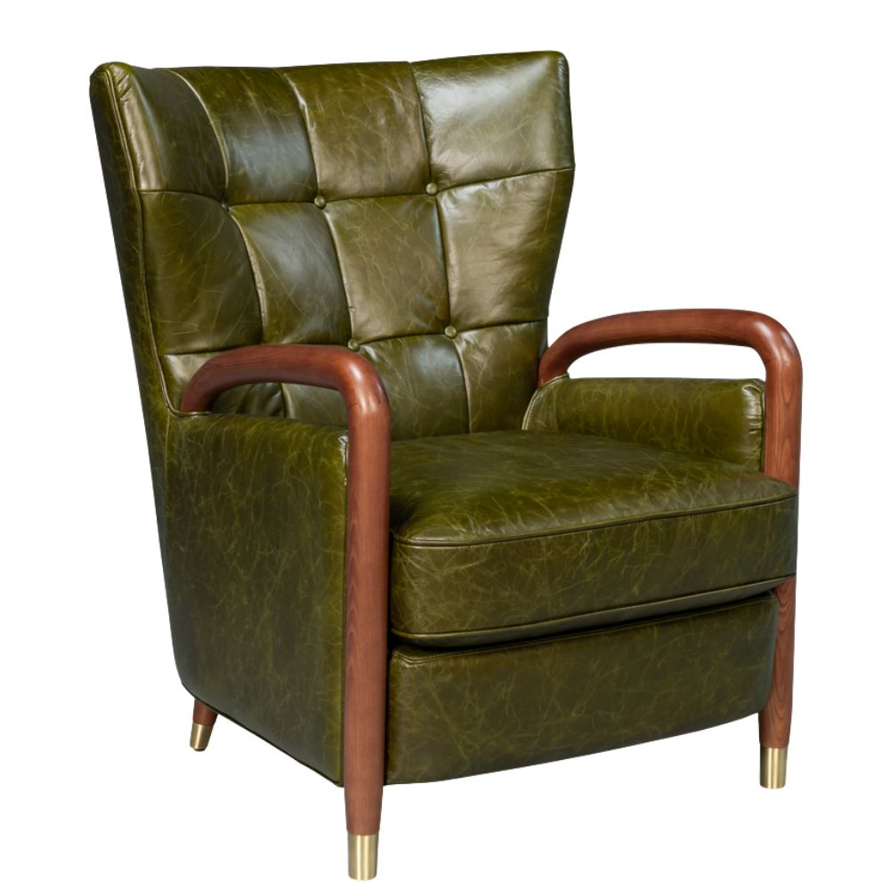 Alistair Mid-Century Green Tufted Arm Chair