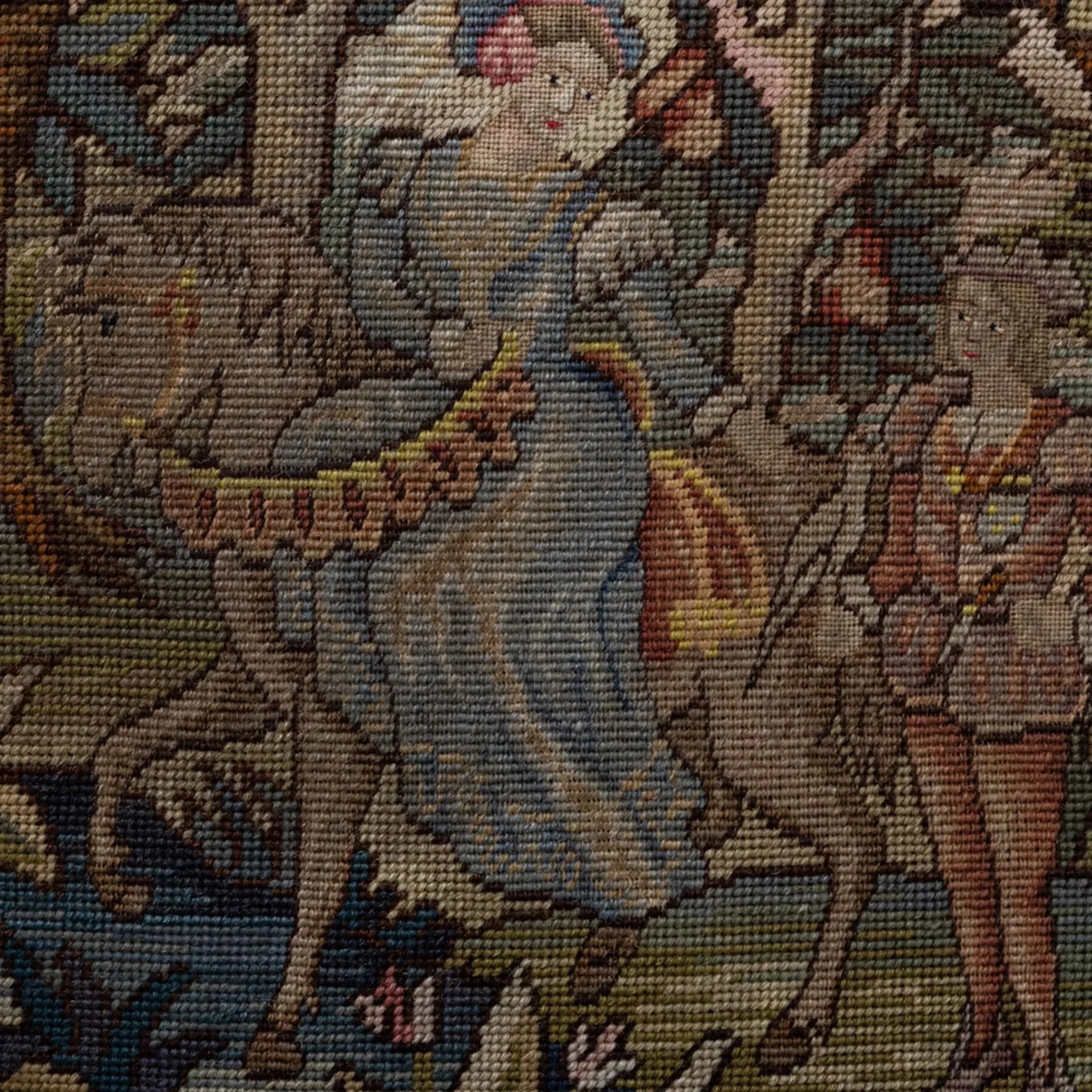 Secret Garden Antique Tapestry Armchair, Circa 1900