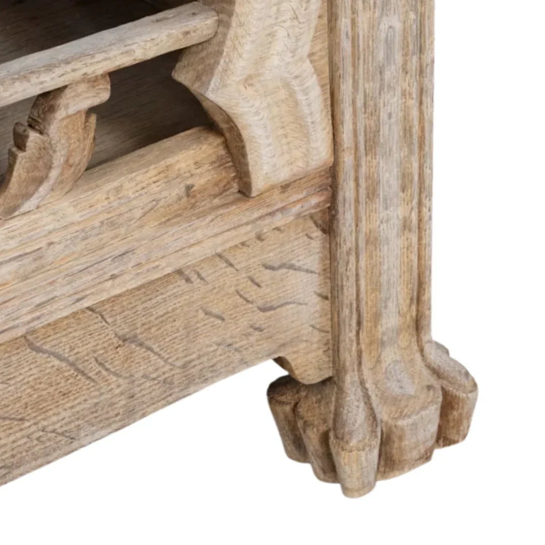 Floral Bleached Oak Hutch, Circa 1910