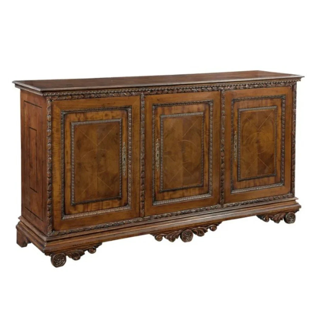 Rich Ribbon Trimmed Wood Sideboard