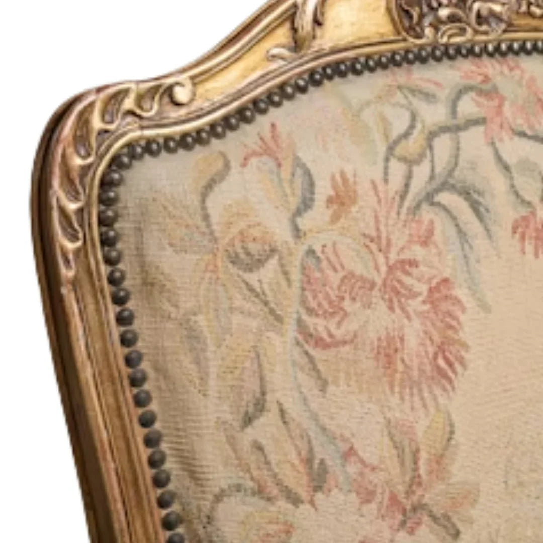 Antique French Louis XV Giltwood Tapestry Armchair, Pair