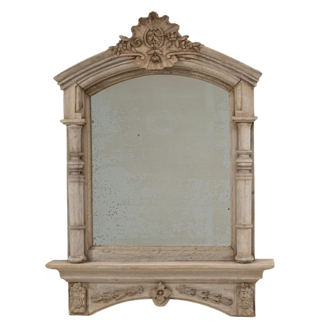 Arched Ornate French Wood Mirror, Circa 1900